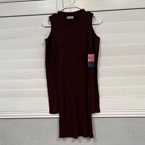 Elegant Long Sleeve Cold Shoulder Dress